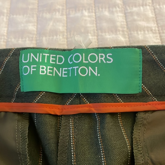 NWOT Benetton | olive green pinstripe pants | size 10 - Picture 2 of 6